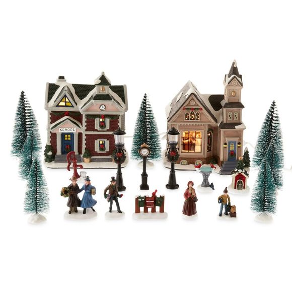Brand New Holiday Time Christmas Village Set of 20 Pieces - Picture 5 of 5